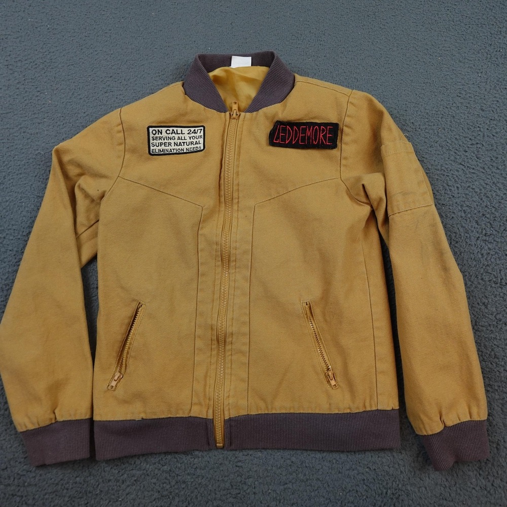 Ghostbusters Jacket Kids Large Yellow Bomber Canvas Full Zip Halloween Movie